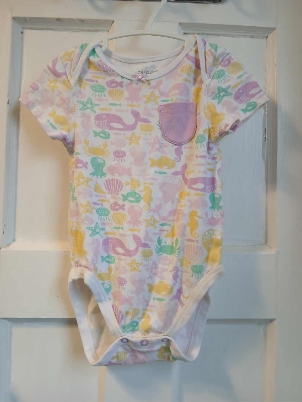 FREE With Purchase - 24m Ocean Themed Bodysuit Onesie Toddler Girl Pastel Fish